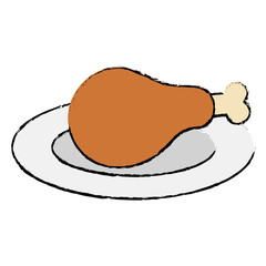 dish with thigh chicken meat icon