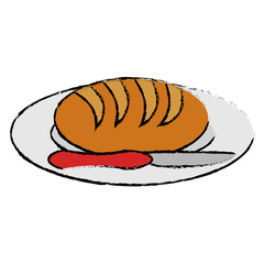 dish and cutlery with bread