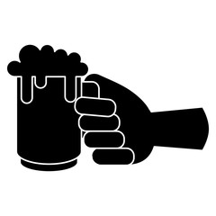 hand with jar beer fresh icon