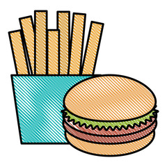 french fries with burger