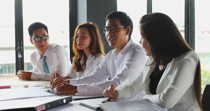 group of young manager officer approve business people working in company