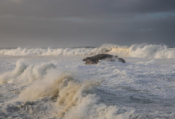 the sea crashes hard on the coasts of Galicia, with beautiful impressive waves, worthy of contemplation