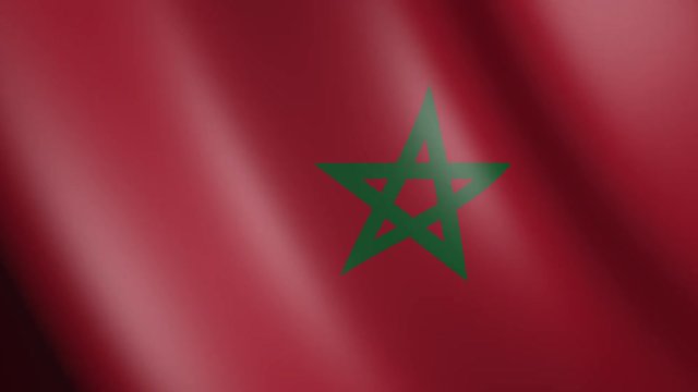Flag of Morocco with fabric texture, seamless loop