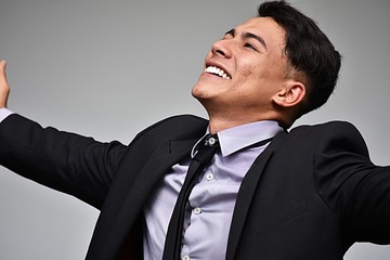 Business Executive And Liberty Wearing Business Suit