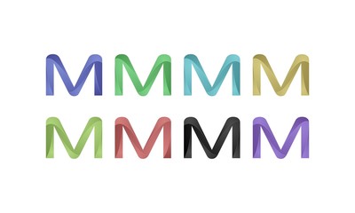 Letter M Set Colorful Media Tech Business Modern Logo, M logo, letter M logo and 3d colorful design vector image