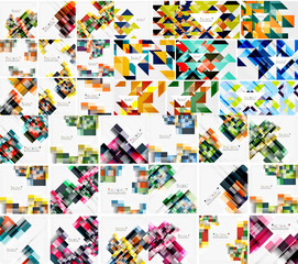 Set of geometric abstract backgrounds - squares and triangles