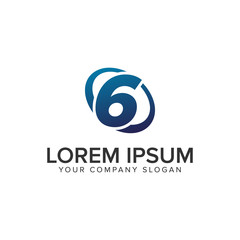 Fototapeta premium Creative modern Number 6 Logo design concept template . fully editable vector