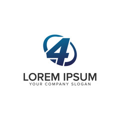 Creative modern Number 4 Logo design concept template . fully editable vector