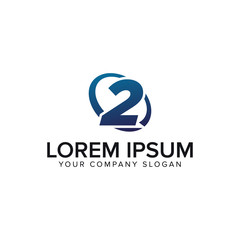 Fototapeta premium Creative modern Number 2 Logo design concept template . fully editable vector