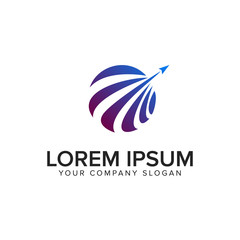 Globe paper airplane logo. travel logo design concept template. fully editable vector