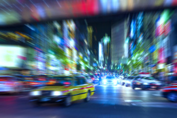 Fototapeta na wymiar Motion Blur of Night Traffic, Tokyo, Japan