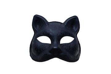 black mask in the form of a cat's face