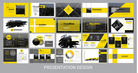 presentation template for promotion, advertising, flyer, brochure, product, report, banner, business, modern style on black and yellow background. vector illustration