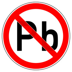 srr330 SignRoundRed - german - Zeichen: Pb Blei / bleihaltige Produkte verboten / Bleifarbe / Bleilot - Plumbum - english - prohibition sign - Lead / Heavy Metal / Lead-Based Paint banned - g5838