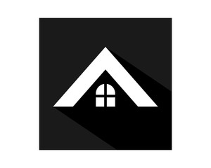 black rectangle white roof residence residential home house housing image vector icon logo