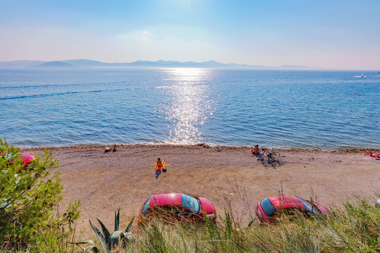 Scenic Beach View In Zadar