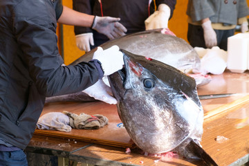 二十日えびすのマグロ解体ショー