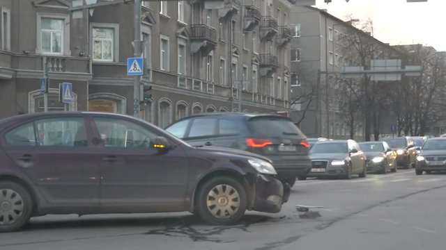 November 7th 2018. Tallinn, Estonia. Car crash on city junction