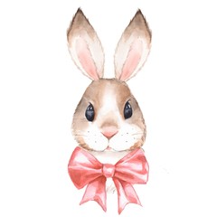 Cute rabbit. Watercolor illustration. Isolated on white background