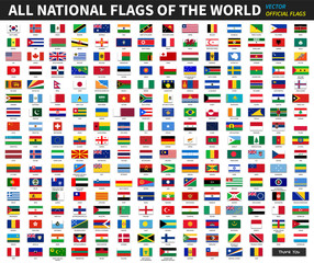 All official national flags of the world . Formal design . Vector
