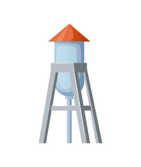 Water tower in cartoon style. Vector illustration