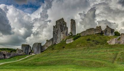 The ruins of Corfe Castle, Dorset, England, United Kingdom, Euro