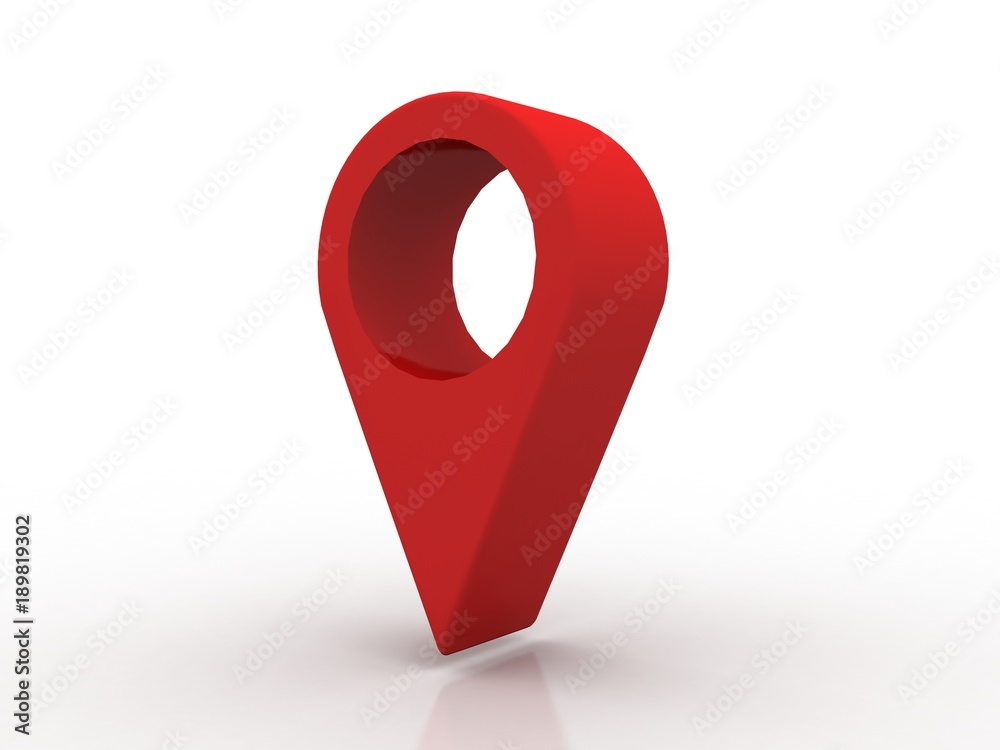 Aufkleber 3d rendering red map pointer