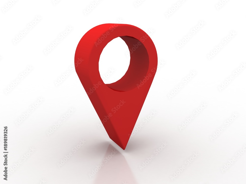Poster 3d rendering red map pointer