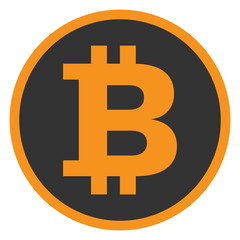 Bitcoin gold emblem in circle. Vector icon.