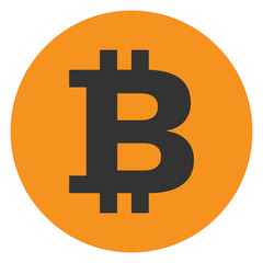 Bitcoin gold symbol in circle. Vector icon.