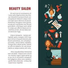Woman hairdresser beauty salon poster flat design for hair coloring and styling.