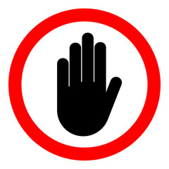Obraz premium NO ENTRY sign. STOP HAND in red circle. Vector icon.