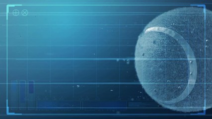 A golf ball ball caught spinning in slow motion flying through the air scattering dirt particles in its wake overlaid with a technical analysis interface screen - Powered by Adobe