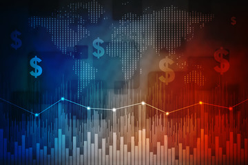 2d rendering Stock market online business concept. business Graph 