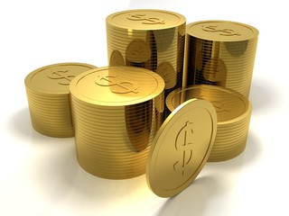 3d rendering Gold coins
