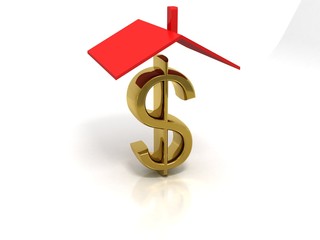 Fototapeta premium 3d rendering Real estate concept. Dollar Sign with house