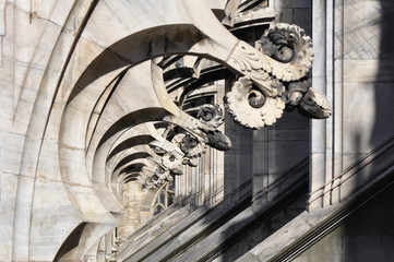 Gothic style statues of Doumo milan