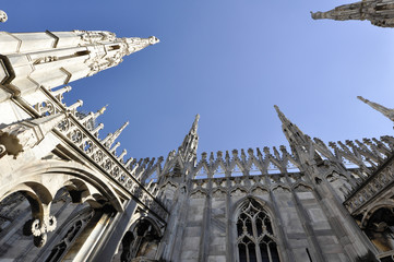 Gothic style statues of Doumo milan