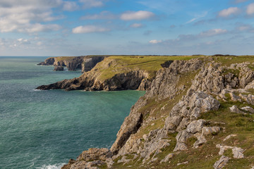 Coast and cliffs at Flimston Bay near Castlemartin in Pembrokeshire, Wales, UK