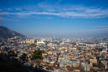 Fototapeta na wymiar Tbilisi's downtown in winter time