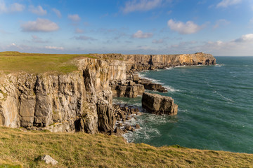 Fototapeta na wymiar Pembrokeshire coast at Saint Govan's Head near Bosherston in Pembrokeshire, Wales, UK