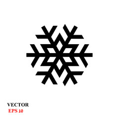Snowflake Icon. Flat logo of snowflake isolated on white background. Snowflake EPS. Vector illustration.