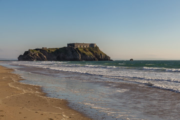 Paragon Beach and St. Catherine's Island in Tenby, Pembrokeshire, Wales