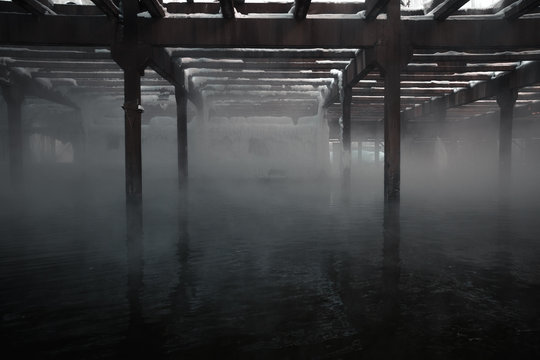 Evaporation of water in the CHP tower, an amazing sight