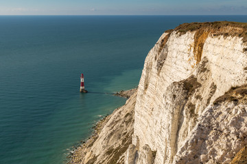 Fototapeta na wymiar Beachy Head Lighthouse and Cliff, near Eastbourne in East Sussex, England, UK