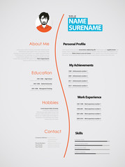Creative CV template with paper stripes.