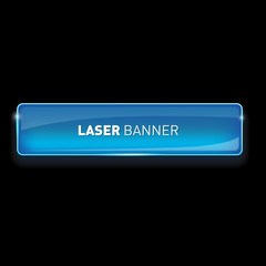 Vector illustration of realistic glass colored banner on black background for your design.