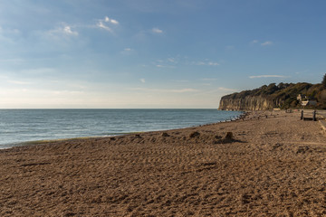 Coast and cliffs at Pett Level Beach near Hastings in East Sussex, UK