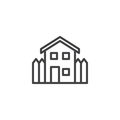 Countryside house line icon, outline vector sign, linear style pictogram isolated on white. Village home symbol, logo illustration. Editable stroke