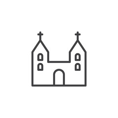 Cathedral church building line icon, outline vector sign, linear style pictogram isolated on white. Symbol, logo illustration. Editable stroke